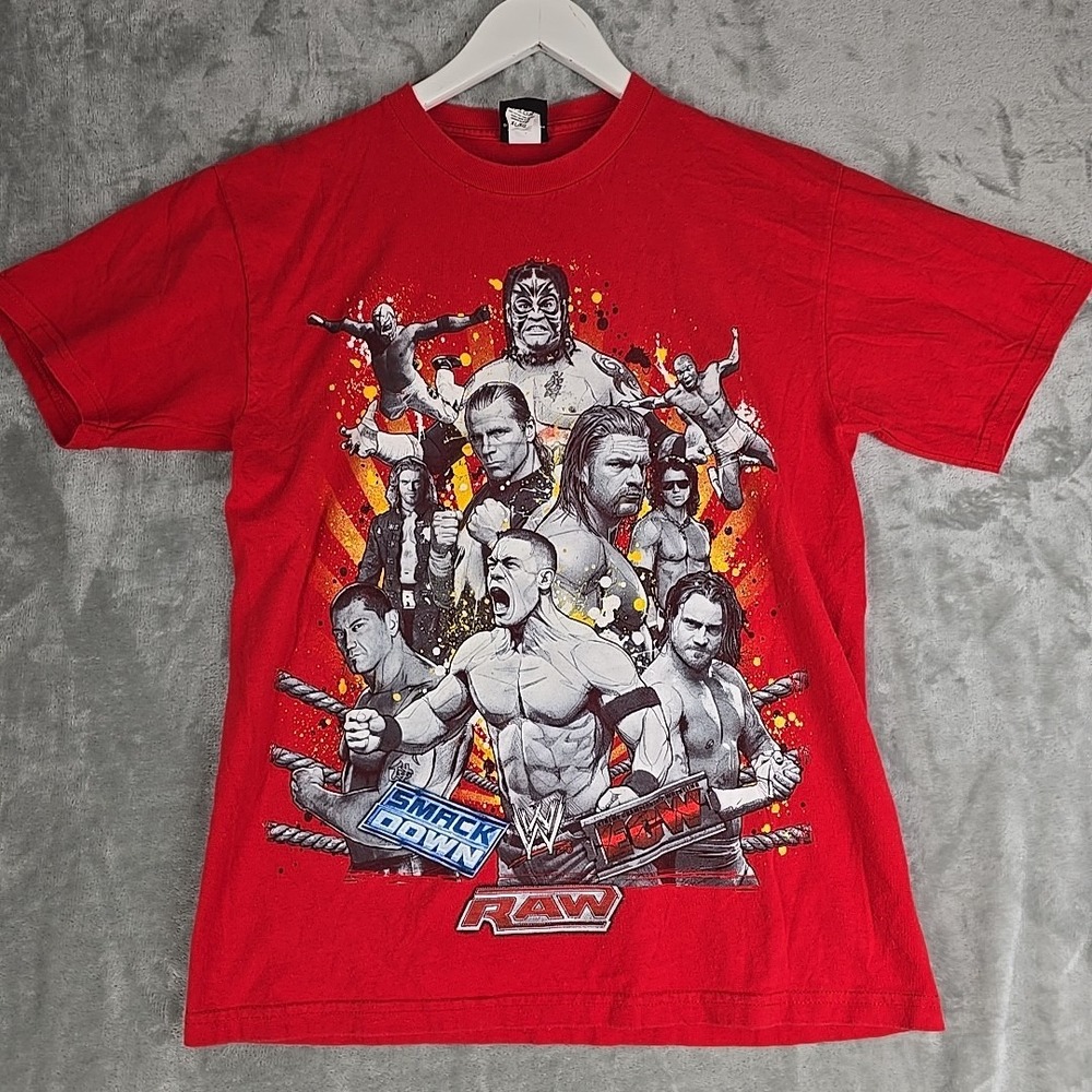 WWE ECW Raw Smack Down T-shirt Youth‎ XL Red 2007 Wrestling John Cena